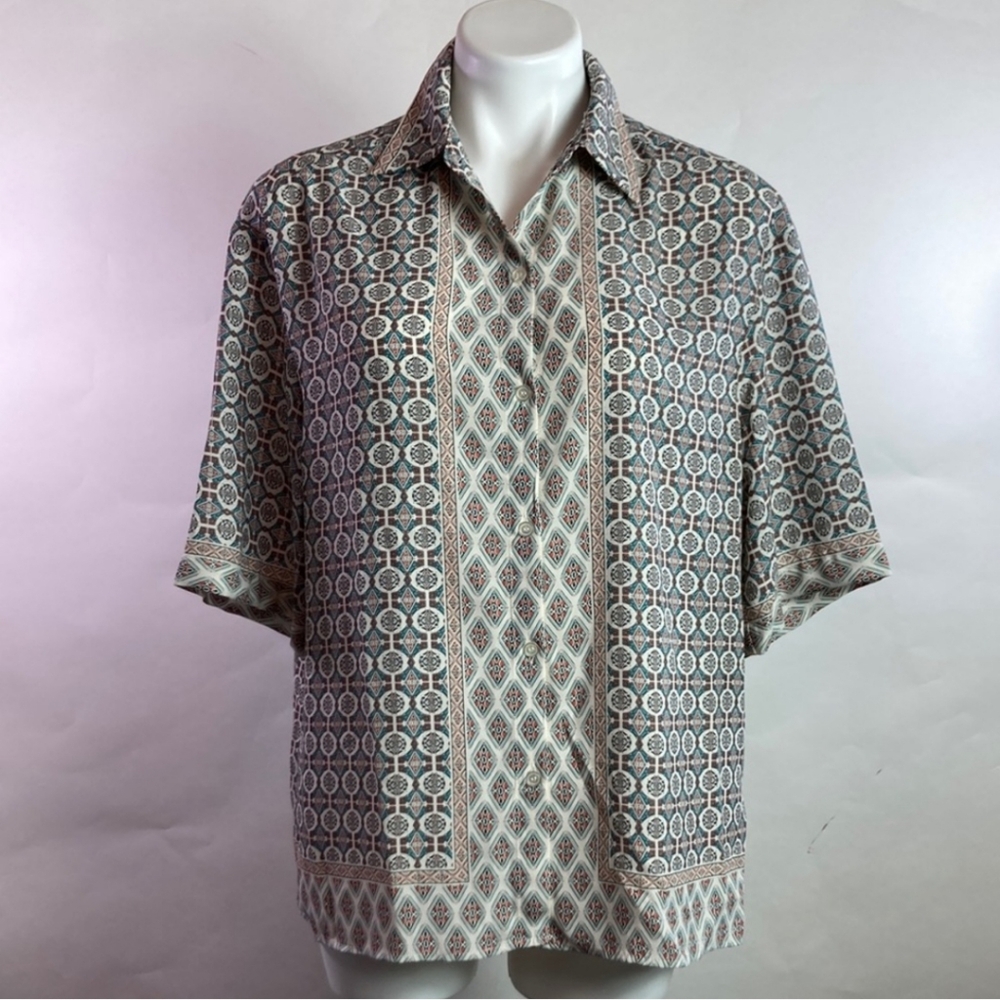 Max Studio Geometric Print Button Down Top - image 1